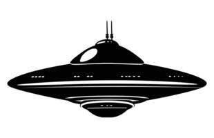 OVNI extraterrestre astronave negro silueta recopilación, sencillo extraterrestre Embarcacion símbolo, espacio volador platillo. vector