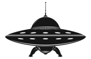 UFO alien spacecraft black silhouette collection, simple alien ship symbol, space flying saucer. vector