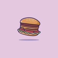 Burger Cheese Icon Cartoon Flat Illustration vector