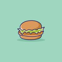 Illustration burger with chopped spring onions and chicken katsu vector