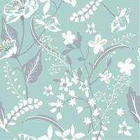 white flower and gray leaf seamless pattern vector