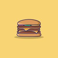 Cartoon Burger With Tomato And Cheese vector