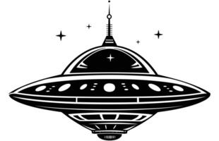 UFO alien spacecraft black silhouette collection, simple alien ship symbol, space flying saucer. vector