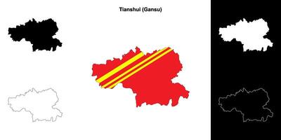 Tianshui blank outline map set vector