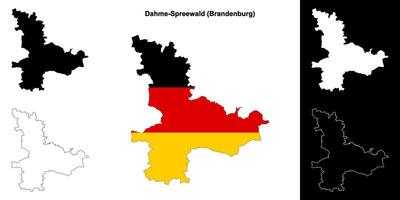 Dahme-Spreewald, Brandenburg blank outline map set vector