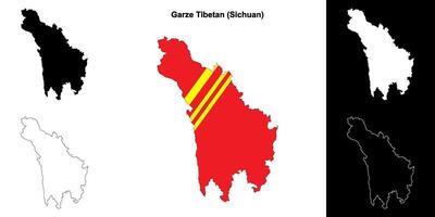 Garze Tibetan blank outline map set vector