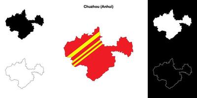 chuzhou blanco contorno mapa conjunto vector