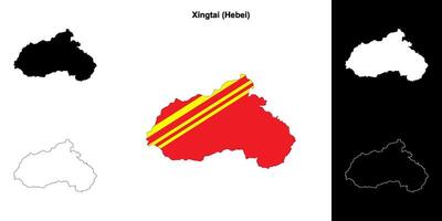 Xingtai blank outline map set vector