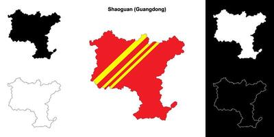 Shaoguan blank outline map set vector