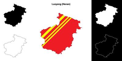 Luoyang blank outline map set vector