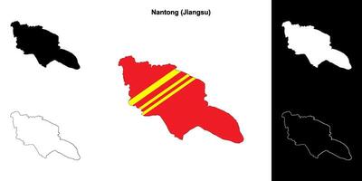 Nantong blank outline map set vector