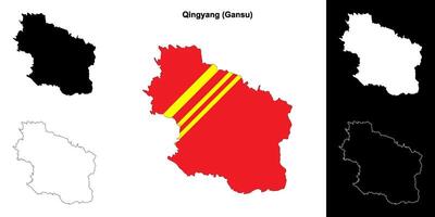 Qingyang blank outline map set vector