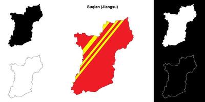 Suqian blank outline map set vector