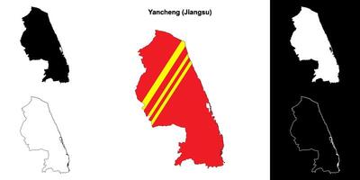 Yancheng blank outline map set vector