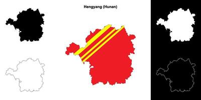 Hengyang blank outline map set vector