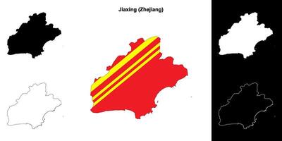 Jiaxing blank outline map set vector