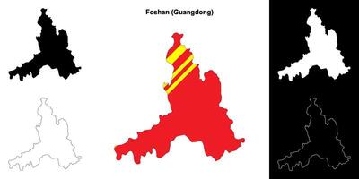 Foshan blanco contorno mapa conjunto vector