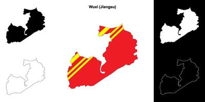 Wuxi blank outline map set vector