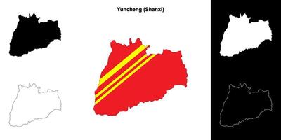 yuncheng blanco contorno mapa conjunto vector