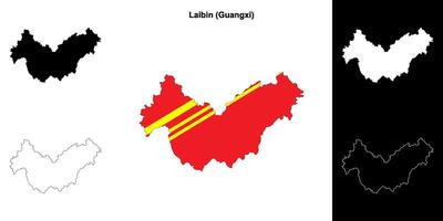 Laibin blank outline map set vector