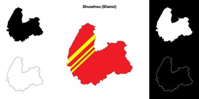 Shuozhou blank outline map set vector