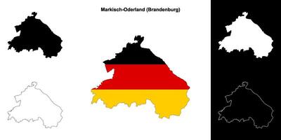 Markisch-Oderland, Brandenburg blank outline map set vector