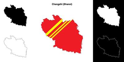 Changzhi blank outline map set vector