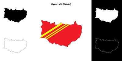 Jiyuan shi blank outline map set vector