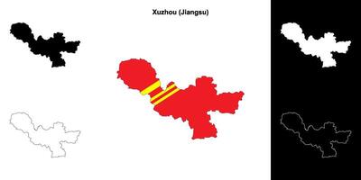 Xuzhou blank outline map set vector