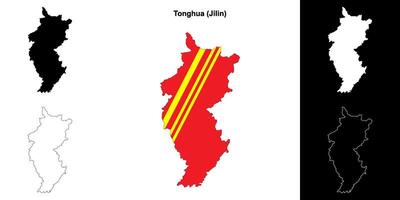 Tonghua blank outline map set vector