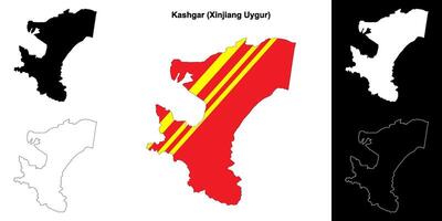 Kashgar blank outline map set vector