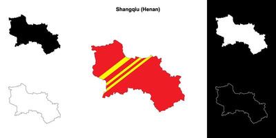 Shangqiu blank outline map set vector