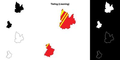 Tieling blank outline map set vector