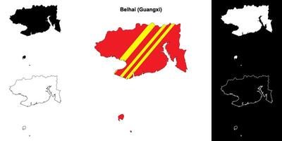 Beihai blank outline map set vector