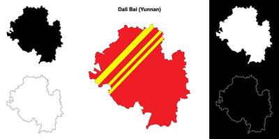 Dali Bai blank outline map set vector