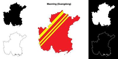 Maoming blank outline map set vector