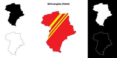 Qinhuangdao blank outline map set vector