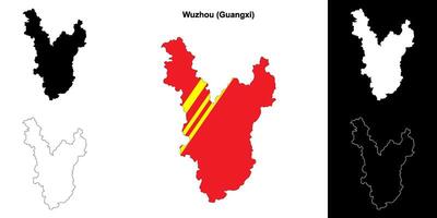 Wuzhou blank outline map set vector