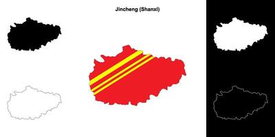 Jincheng blanco contorno mapa conjunto vector