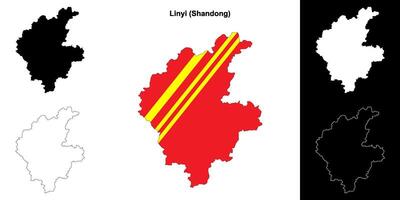 Linyi blank outline map set vector