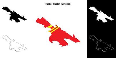 Haibei Tibetan blank outline map set vector