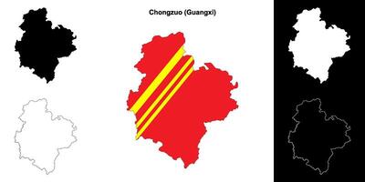 Chongzuo blank outline map set vector