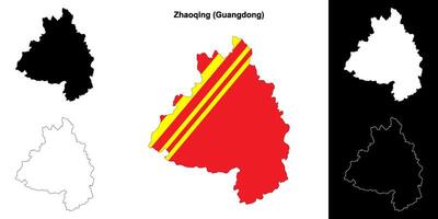 Zhaoqing blank outline map set vector