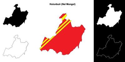 Hulunbuir blank outline map set vector