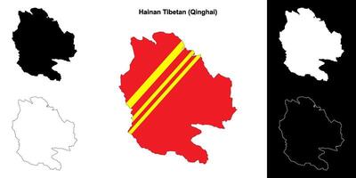 Hainan Tibetan blank outline map set vector