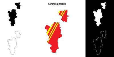 Langfang blank outline map set vector