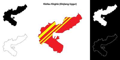 Kizilsu Kirghiz blank outline map set vector