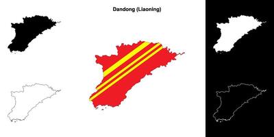 Dandong blank outline map set vector