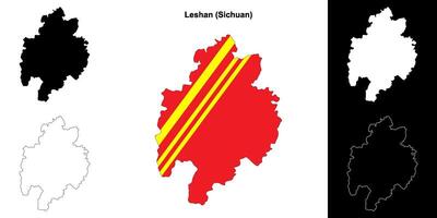 Leshan blank outline map set vector