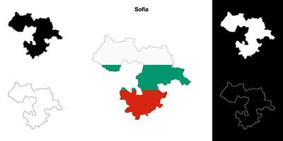 Sofia province outline map set vector